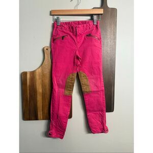 Ralph Lauren Pink Brown Suede Patch Stretch Equestrian Riding Pants Size 6X